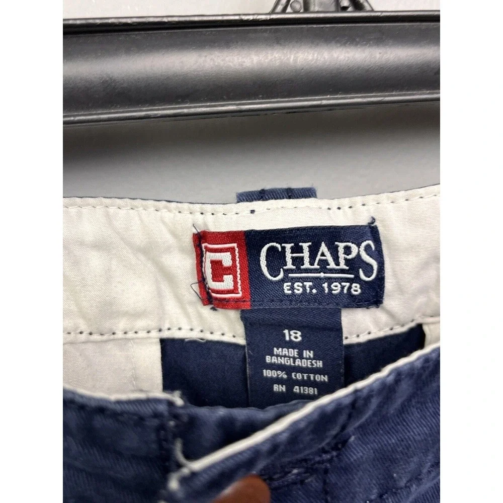 Chaps‎ Cargo Shorts Boys 18 Blue Solid Utility Multi-Pocket 100% Cotton